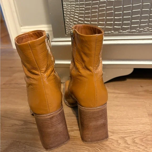 Vince Camuto Caramel Leather Ankle Boots - Picture 3 of 4